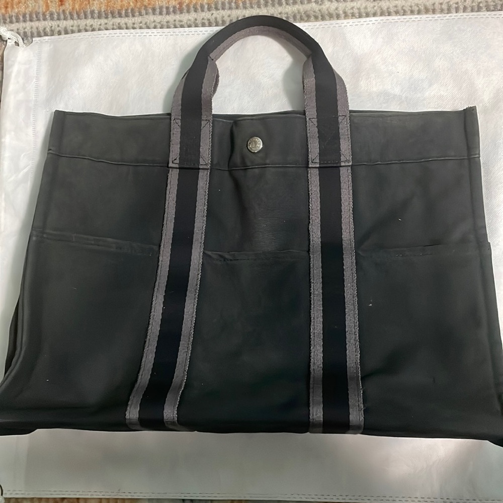 Hermes tote black canvas